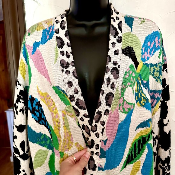 Anthropologie Maeve Savannah Contrast Open Cardigan Size Large - Picture 16 of 16